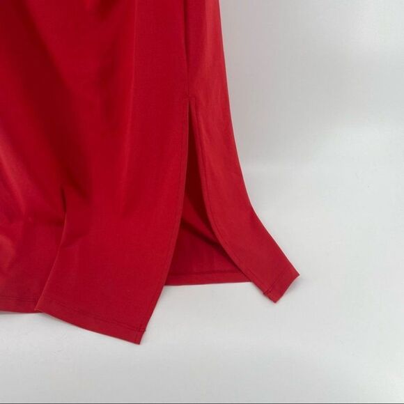 Halston Red Maxi‎ Dress Sleeveless Ruched Tie Front Cocktail Elegant Formal XS - Picture 6 of 7